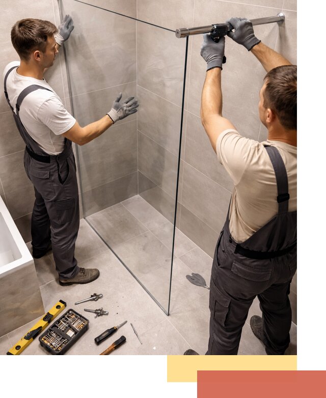 Стеклянные перегородки для душа в Белогорске — изготовление и монтаж