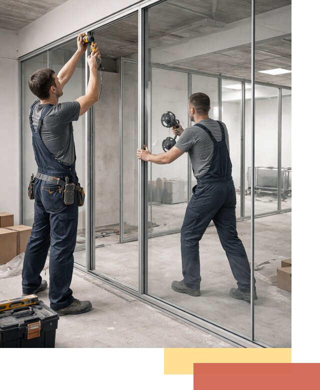 Алюминиевые перегородки со стеклом в Белогорске — изготовление и монтаж