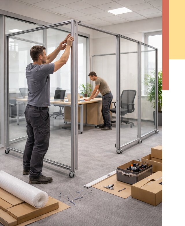 Мобильные офисные перегородки в Белогорске от 12753 руб. — установка под ключ | ОТДЕЛОЧНИК-Бгк