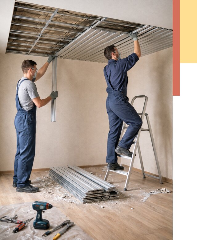 Демонтаж реечного потолка в Белогорске от 4591 руб. быстро и недорого | ОТДЕЛОЧНИК-Бгк