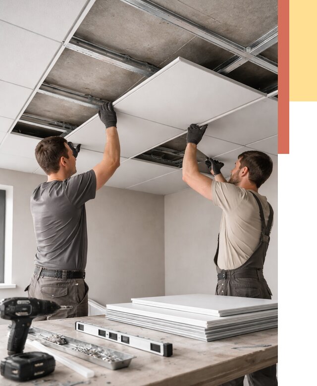 Монтаж кассетного потолка в Белогорске от 4591 руб/м2 — установка и сборка | ОТДЕЛОЧНИК-Бгк