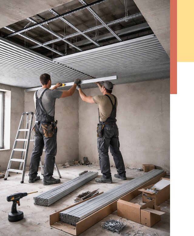 Монтаж реечного потолка в Белогорске от 4591 руб. под ключ | ОТДЕЛОЧНИК-Бгк