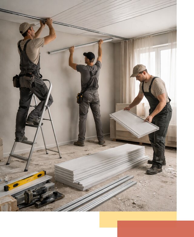 Монтаж потолка из ПВХ панелей в Белогорске оперативно и качественно