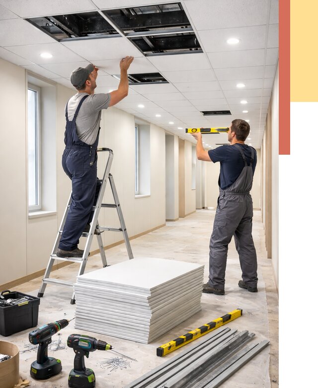 Ремонт потолка Армстронг в Белогорске от 4591 руб. — быстро и недорого | ОТДЕЛОЧНИК-Бгк