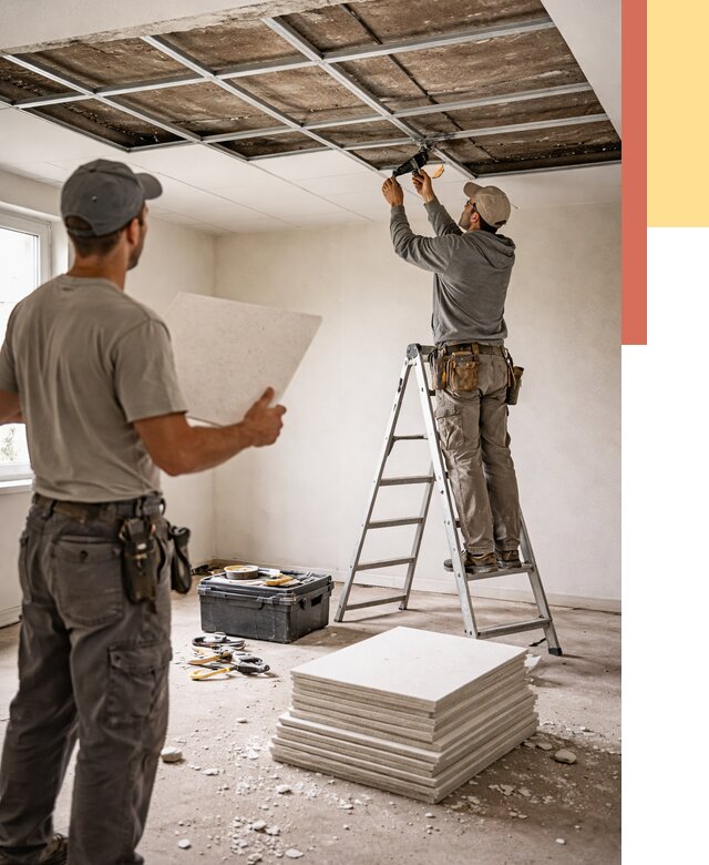 Замена плит подвесного потолка в Белогорске от 1785 руб. быстро и недорого | ОТДЕЛОЧНИК-Бгк