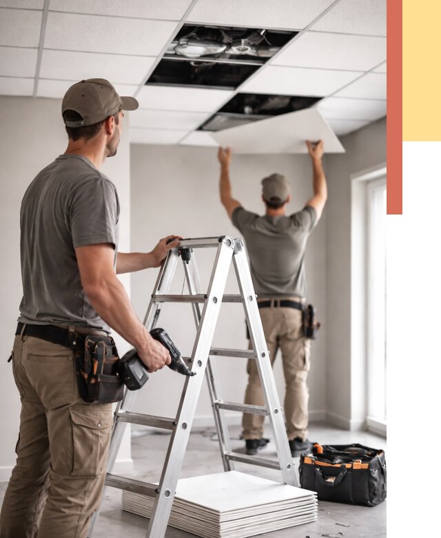 Обслуживание подвесного потолка в Белогорске от 3571 руб. — быстро и недорого | ОТДЕЛОЧНИК-Бгк