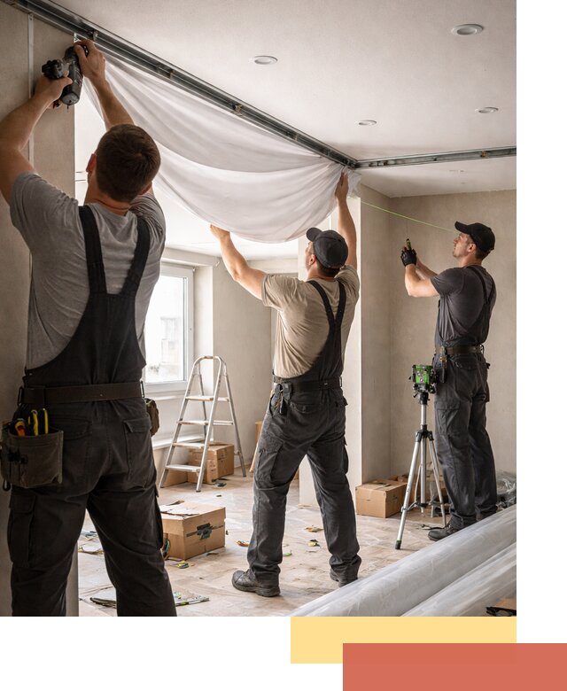 Монтаж парящего натяжного потолка под ключ в Белогорске