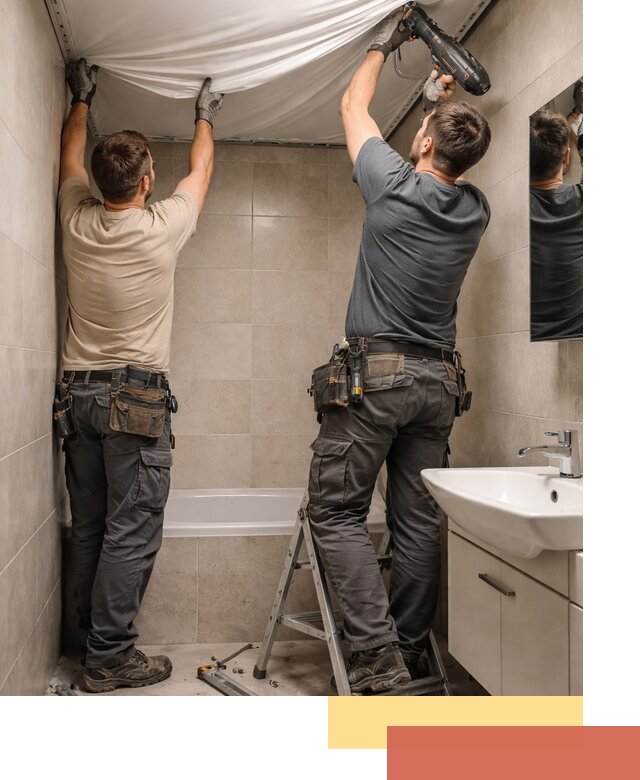 Монтаж натяжного потолка в ванной в Белогорске быстро и качественно