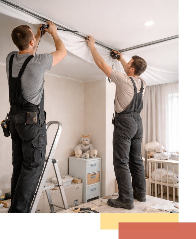 Монтаж натяжного потолка в детской комнате в Белогорске