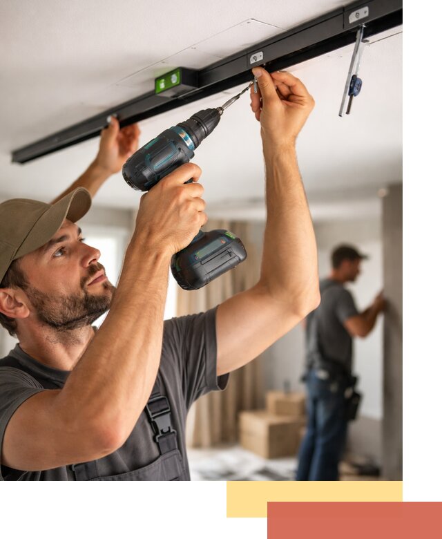 Установка трековых светильников в натяжной потолок в Белогорске