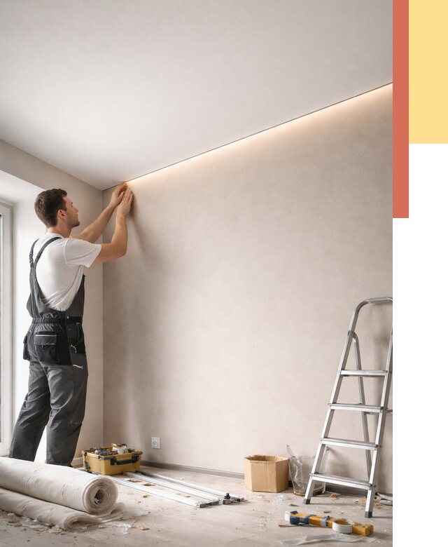 Теневые натяжные потолки в Белогорске от 8366 руб. под ключ | ОТДЕЛОЧНИК-Бгк