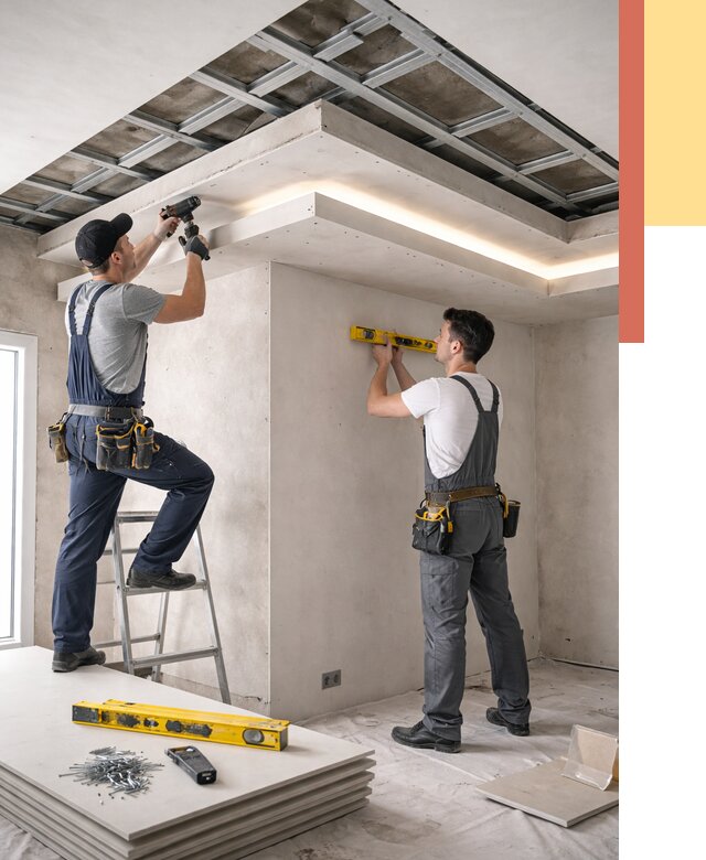 Двухуровневый потолок из гипсокартона в Белогорске от 1479 руб. под ключ | ОТДЕЛОЧНИК-Бгк