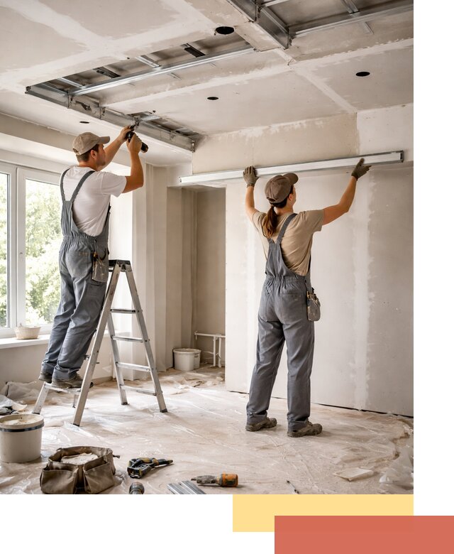 Монтаж многоуровневого потолка из гипсокартона в Белогорске