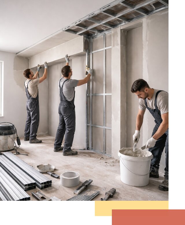 Монтаж потолка из гипсокартона с нишей в Белогорске