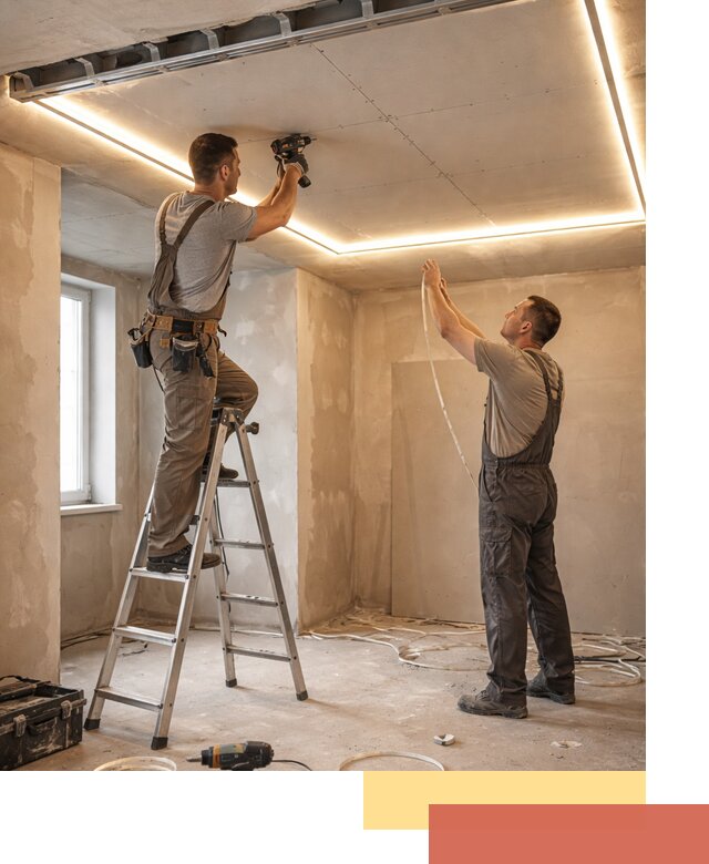 Потолок из гипсокартона с подсветкой в Белогорске