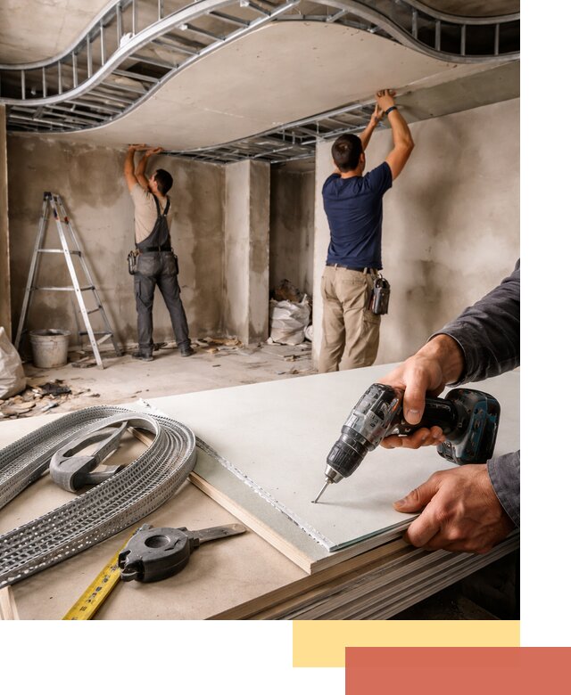 Криволинейный потолок из гипсокартона в Белогорске — монтаж и отделка