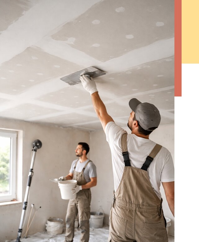 Шпаклевка потолка из гипсокартона в Белогорске от 3265 руб./м2 — услуги под ключ | ОТДЕЛОЧНИК-Бгк