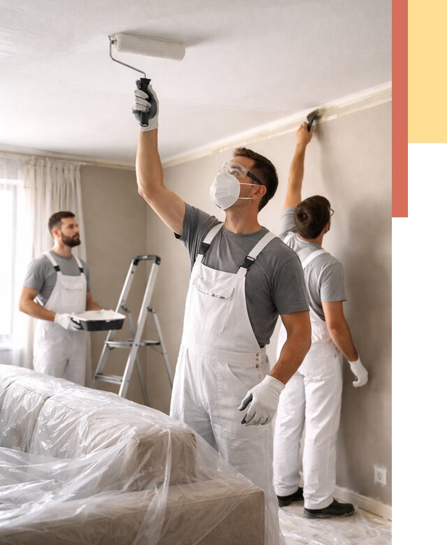 Покраска потолка водоэмельсионной краской в Белогорске от 2244 руб/м² — услуги под ключ | ОТДЕЛОЧНИК-Бгк