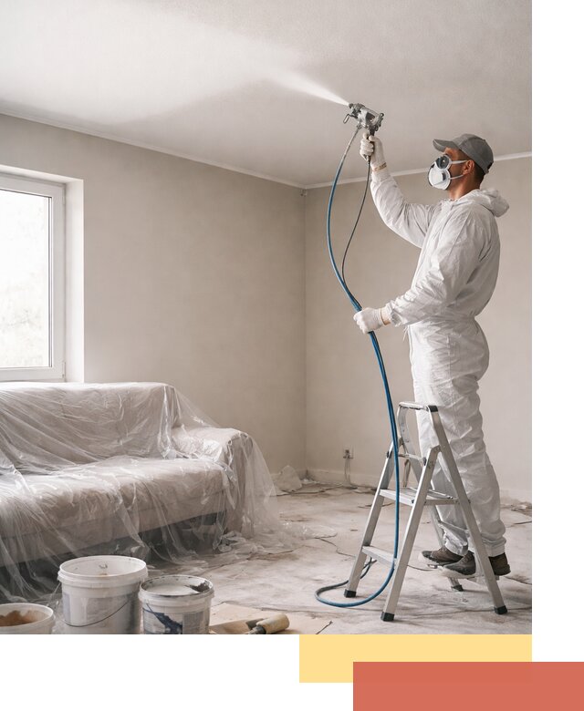 Покраска потолка краскопультом в Белогорске быстро и качественно