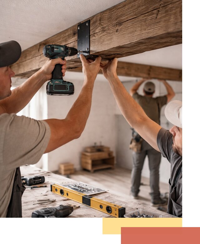 Монтаж декоративных потолочных балок в Белогорске